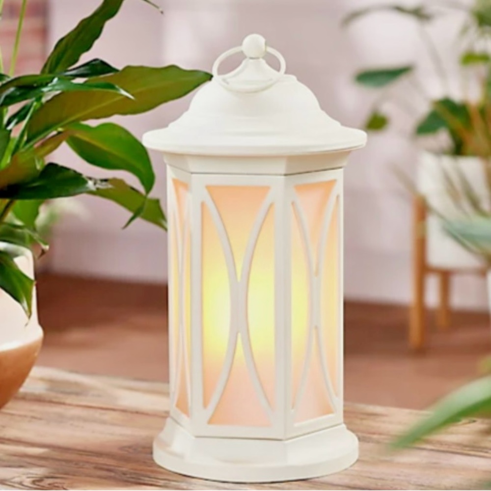 18" Indoor/Outdoor Flickering Flame Lantern by Valerie Parr Hill in White